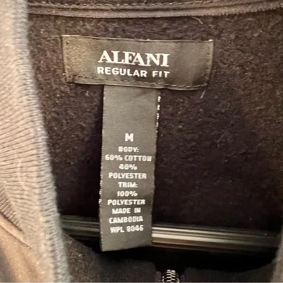 Alfani Jacket Fall Women's M Medium Black Full Zip Sweatshirt Mock Collar - Picture 6 of 6